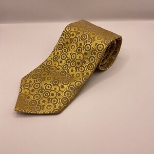 Murano Gold-Tone 100% Silk Necktie w/Geometric Circle Patterns Collezione 4 Wide